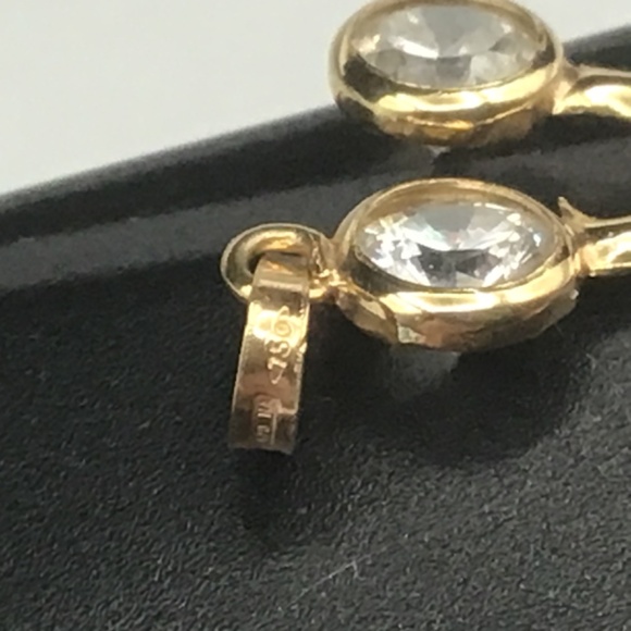 18K Yellow Gold Scissors Pendant Charm w/ Clear Stones | 1.07g - Picture 8 of 10